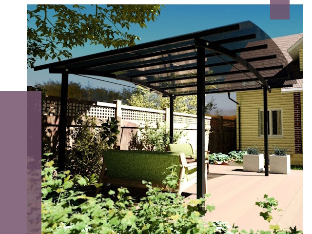 Навесы для террасы в Асбесте от 12886 руб. под ключ | ПРОЛЁТ-Сбс