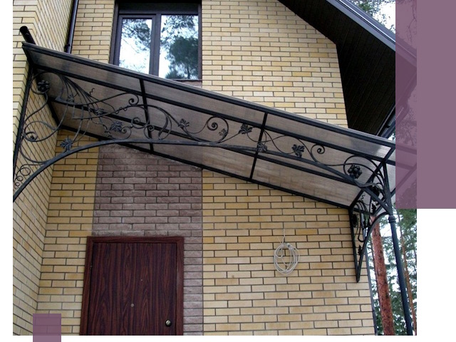 Односкатные козырьки из металла под ключ в Асбесте